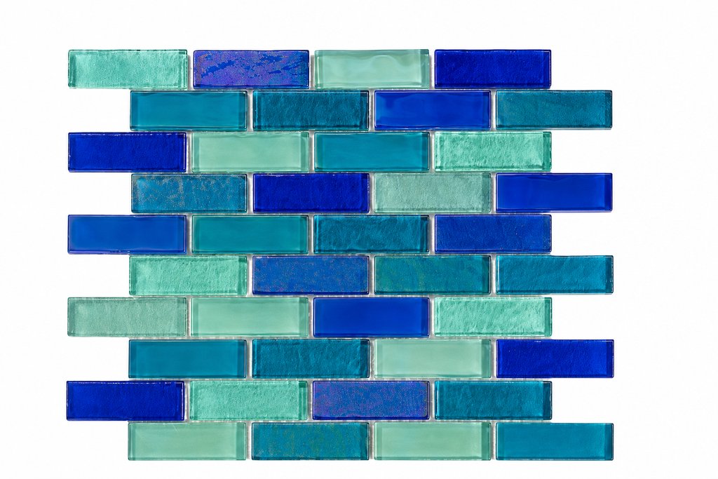 Blue Lagoon Glass Pool Mosaic 1x2