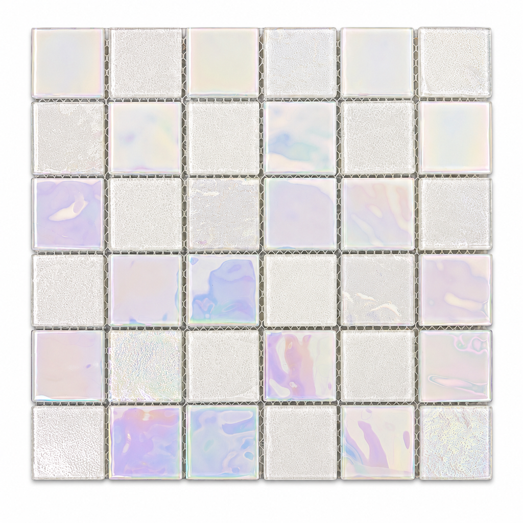 White Pearl Iridescent Glass Mosaic FF-7025-3