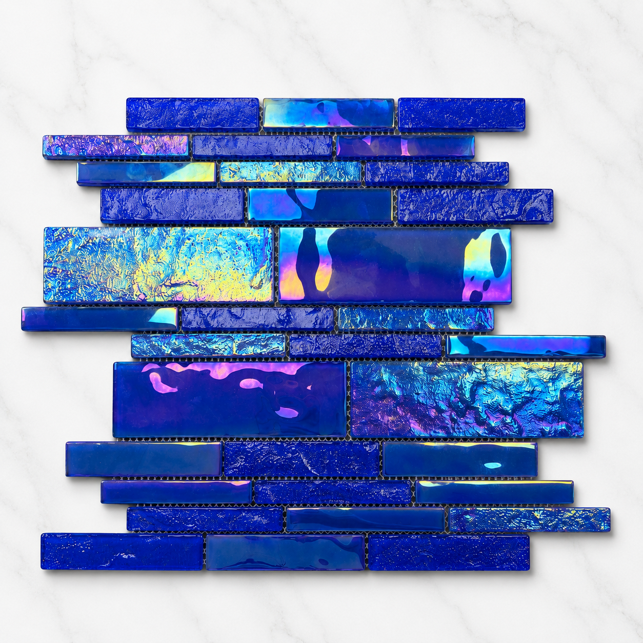 Nautical Cobalt Iridescent Glass Pool Mosaic Tile