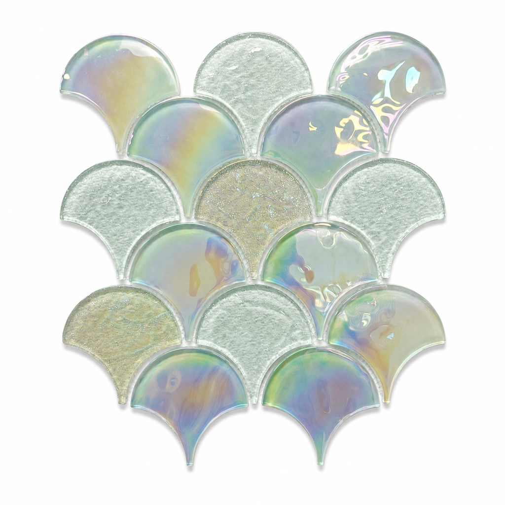 Pearl Iridescent Fish Scale Glass Mosaic Tile