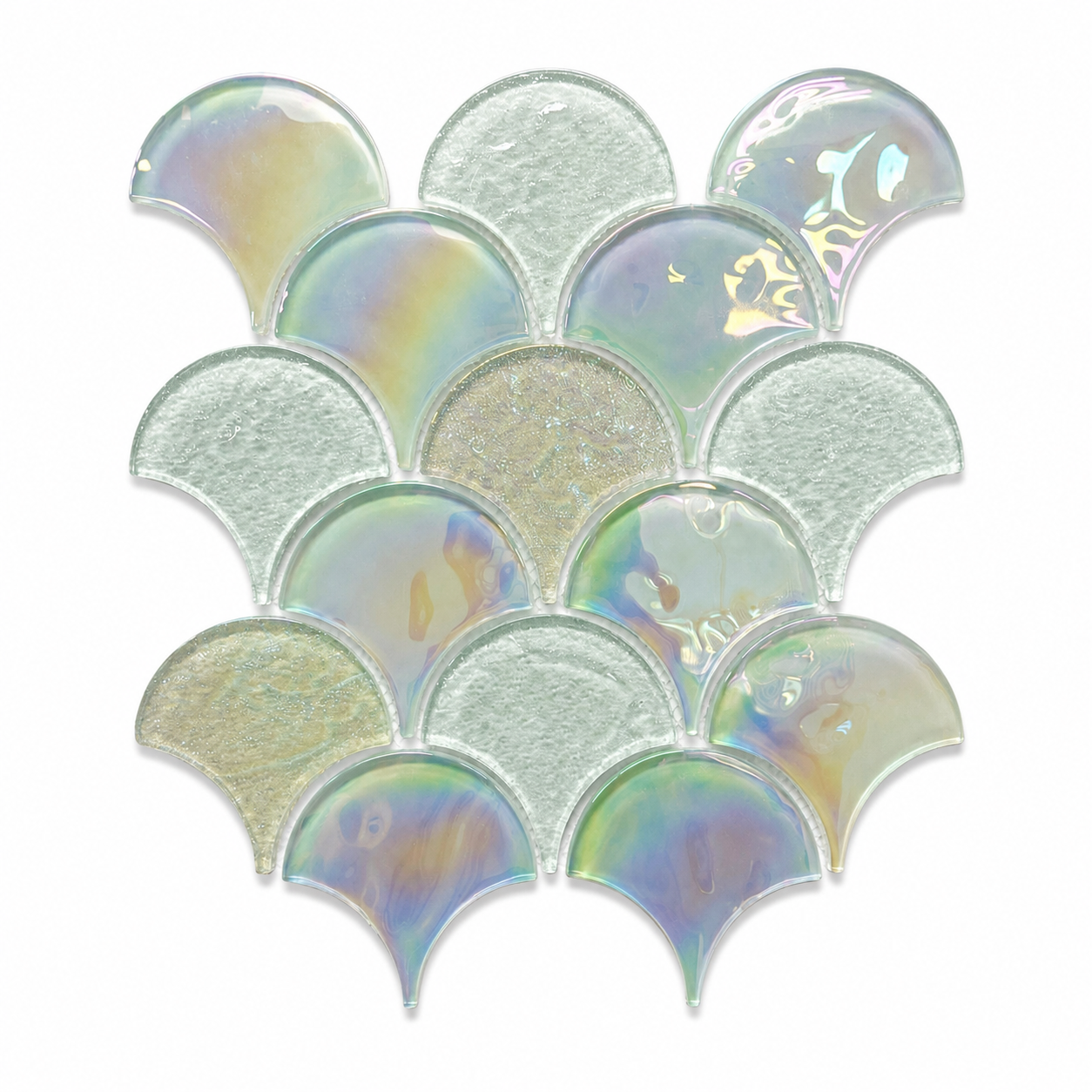 Pearl Iridescent Fish Scale Glass Mosaic Tile