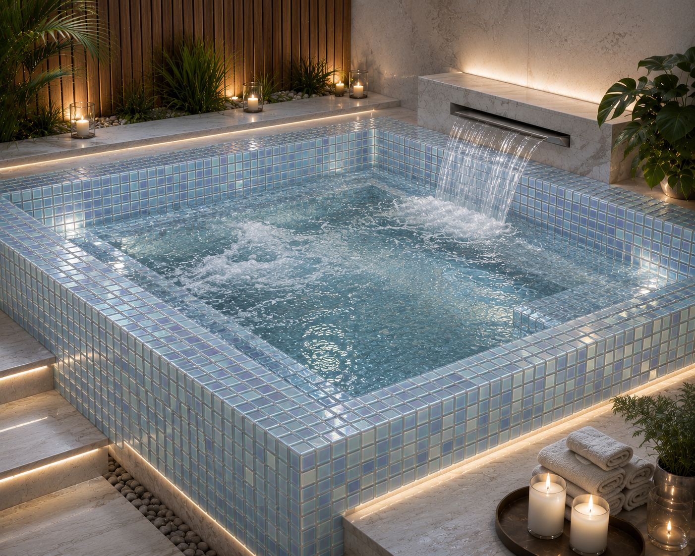 Arctic Blue Glass Mosaic Tile