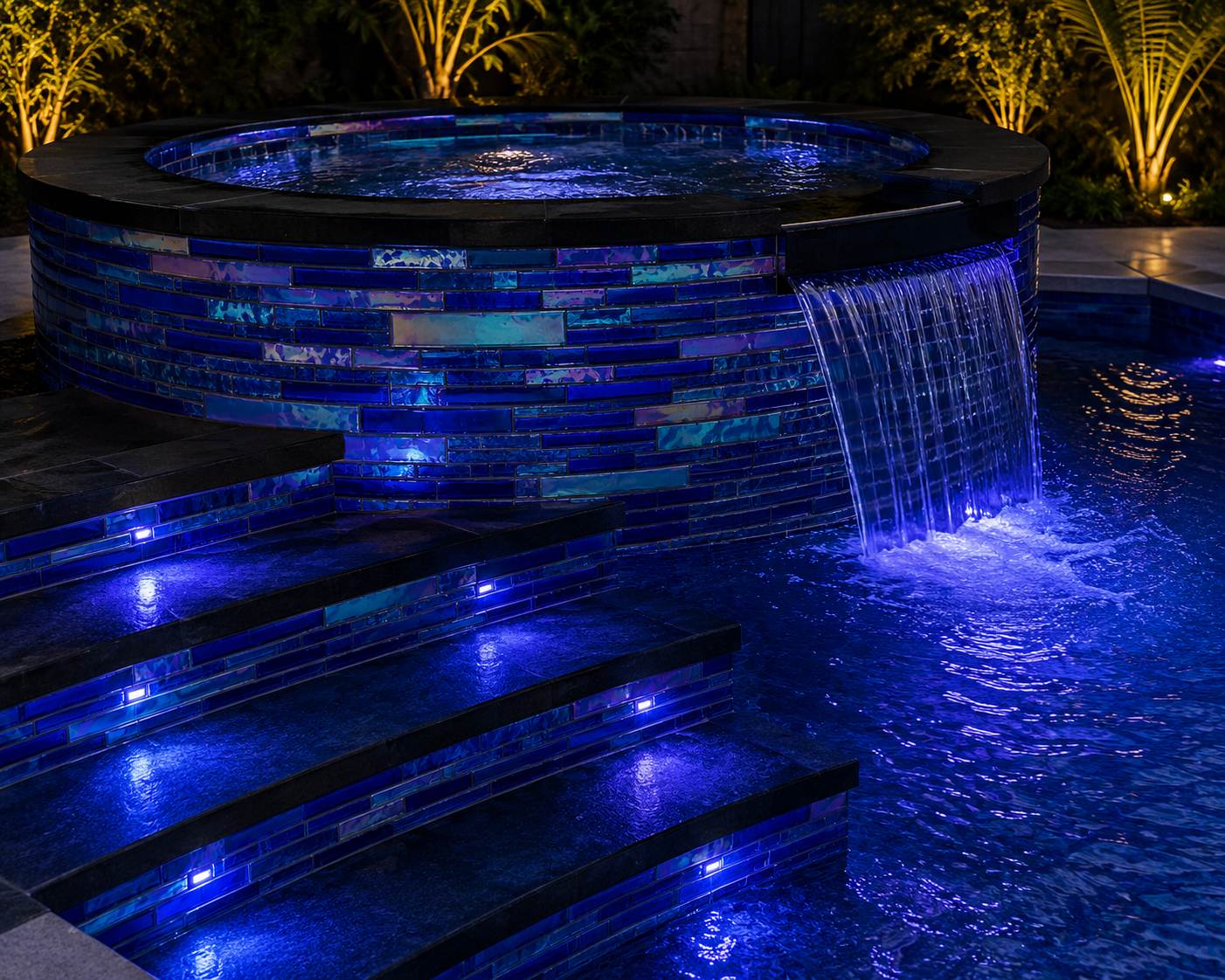 Nautical Cobalt Iridescent Glass Pool Mosaic Tile
