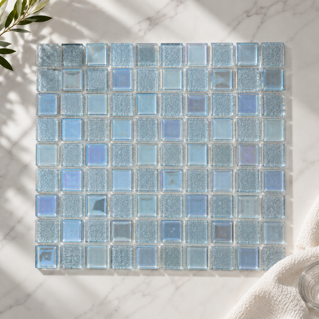 Arctic Blue Glass Mosaic Tile