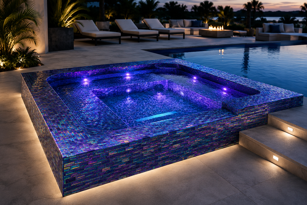 Conversation View Iridescent Purple Pool Mosaic