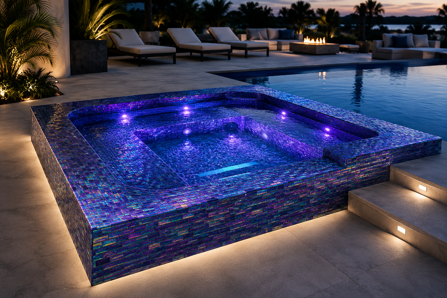 Conversation View Iridescent Purple Pool Mosaic