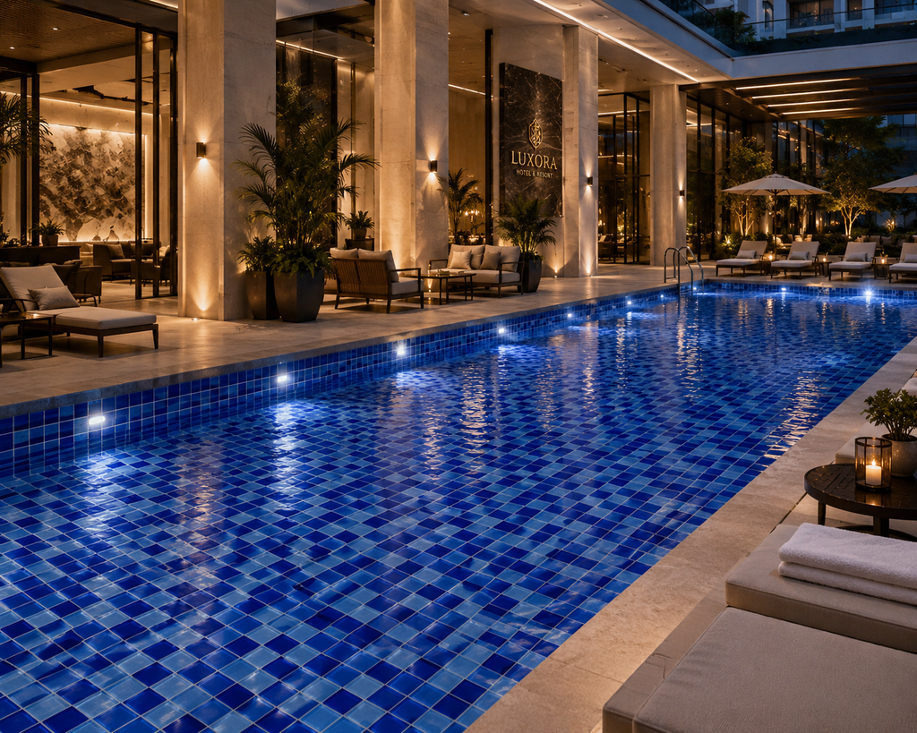 Black Iridescent Glass Pool & Spa Mosaic Tile