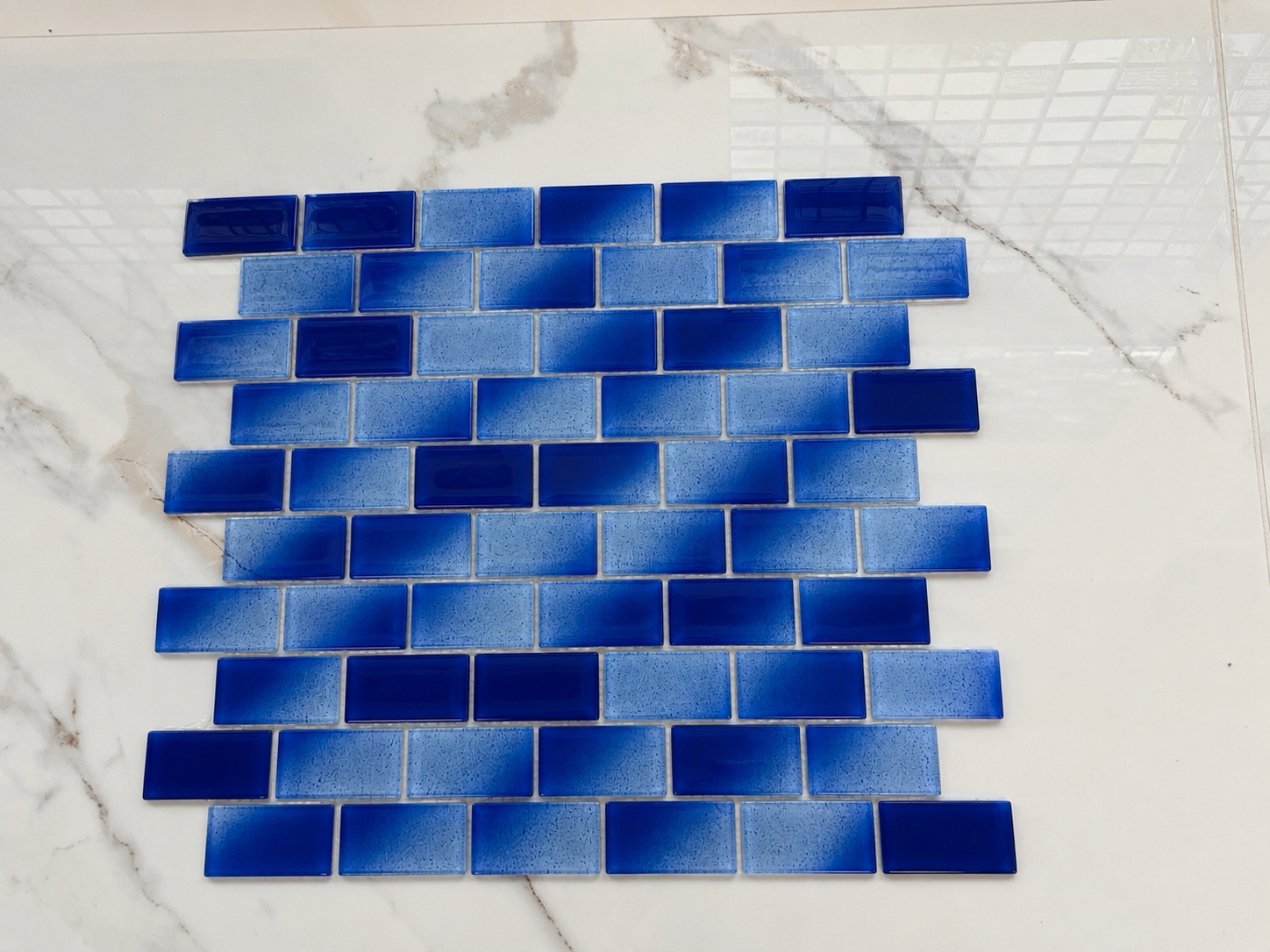 Alpha Cobalt 1X2 - Glass Tile.   Model -0030